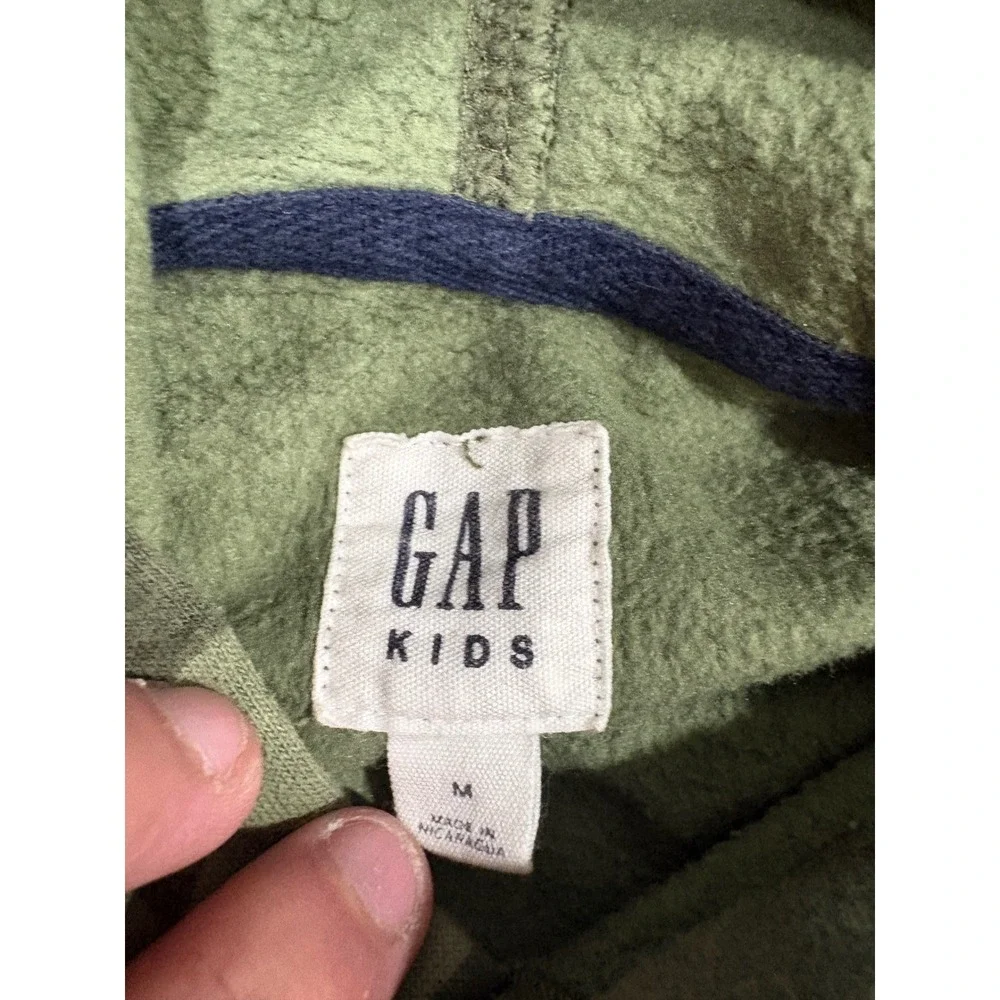 GAP Kids Camouflage Logo Pullover Hoodie Green Camo Fleece Sweatshirt Size M 8-9